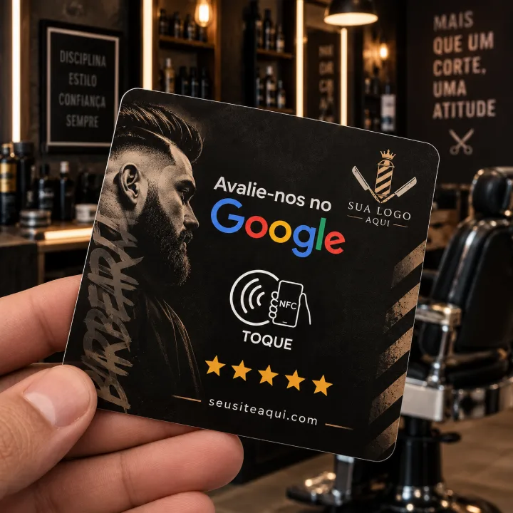 Plaquinha de avaliação para barbearia